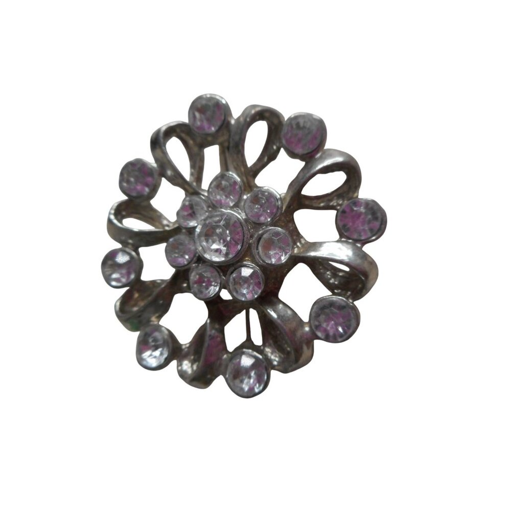 Vintage Estate Costume "Rhinestone" Silver Brooch Pin Jewelry  #3